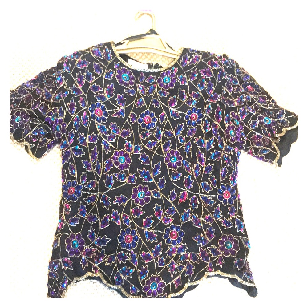 Ladies 100% silk lined beaded top